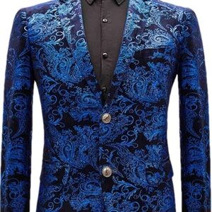 Amazon Blue Paisley Velvet Blazer for Men